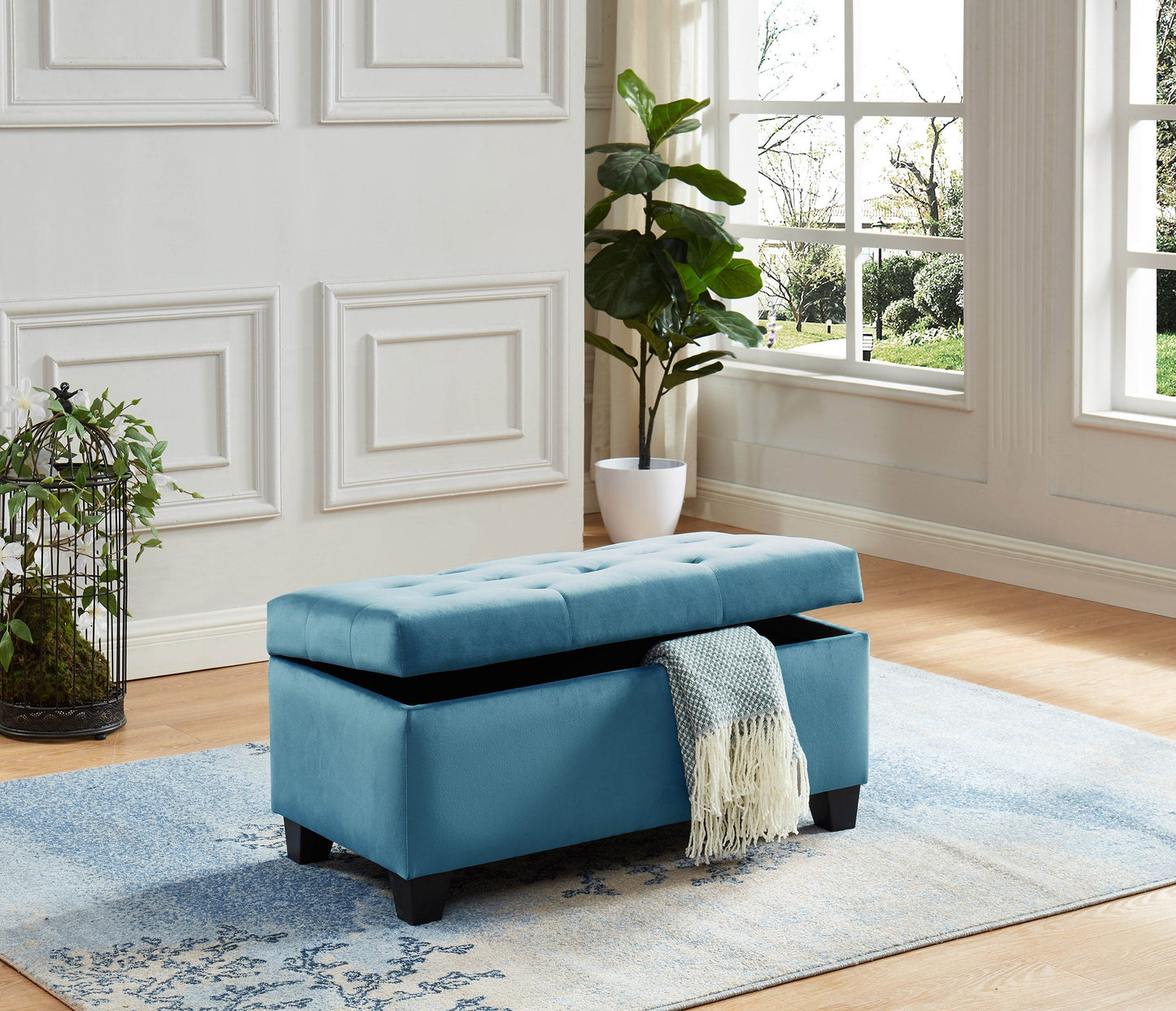 Silas Blue Storage bench/ottoman