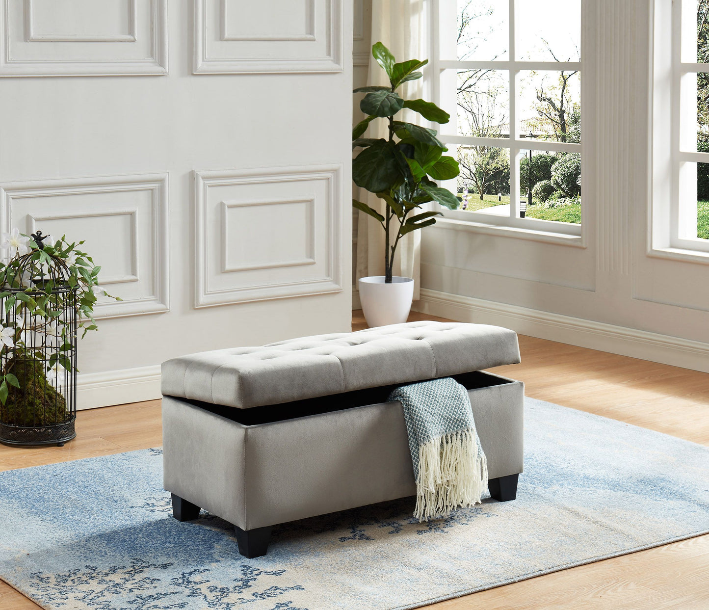 Silas I Gray Storage bench/ottoman