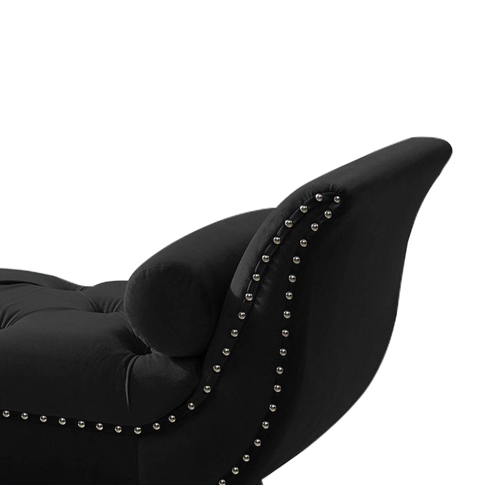 Sorren Black Velvet Arm Bench with 2 pillows