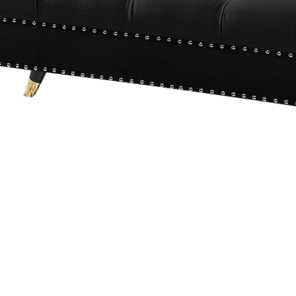 Sorren Black Velvet Arm Bench with 2 pillows