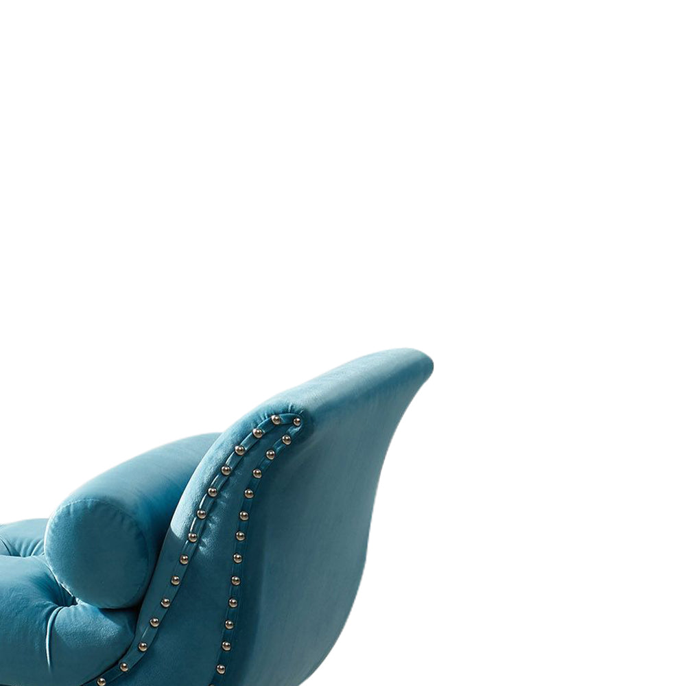 Sorren I Blue Velvet Arm Bench with 2 pillows