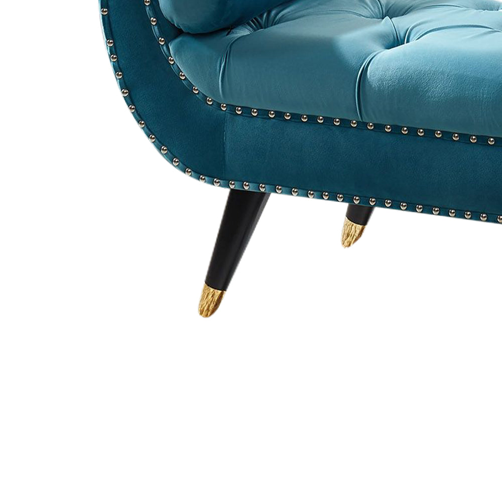 Sorren I Blue Velvet Arm Bench with 2 pillows