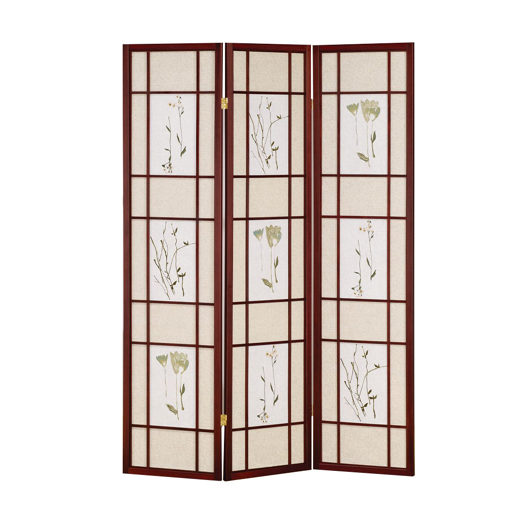 Ulises Cherry 3 panel shoji Screen with Floral Prints