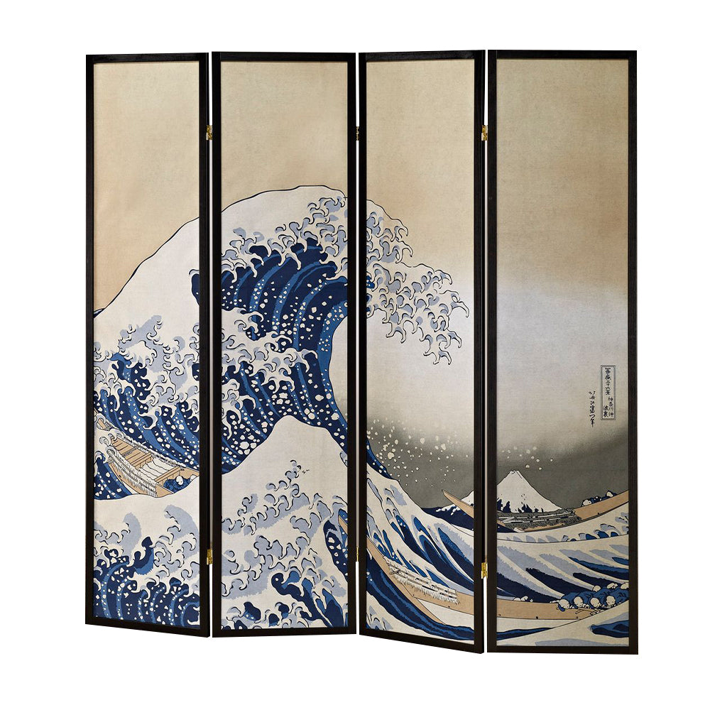 Blaize Great Wave 4 panel screen with black frame