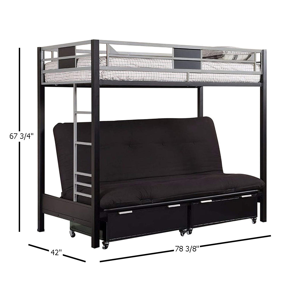 Taguro Loft Bed in Metal Silver Finish