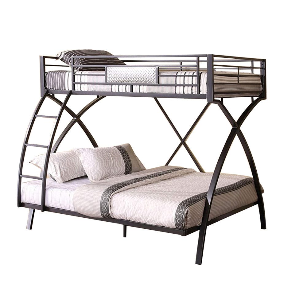 Apollo Twin/Full Bunk Bed in Gun Metal/Chrome finish