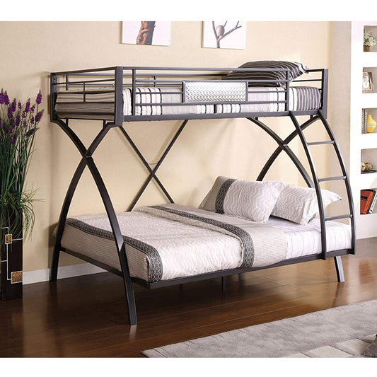 Apollo Twin/Full Bunk Bed in Gun Metal/Chrome finish