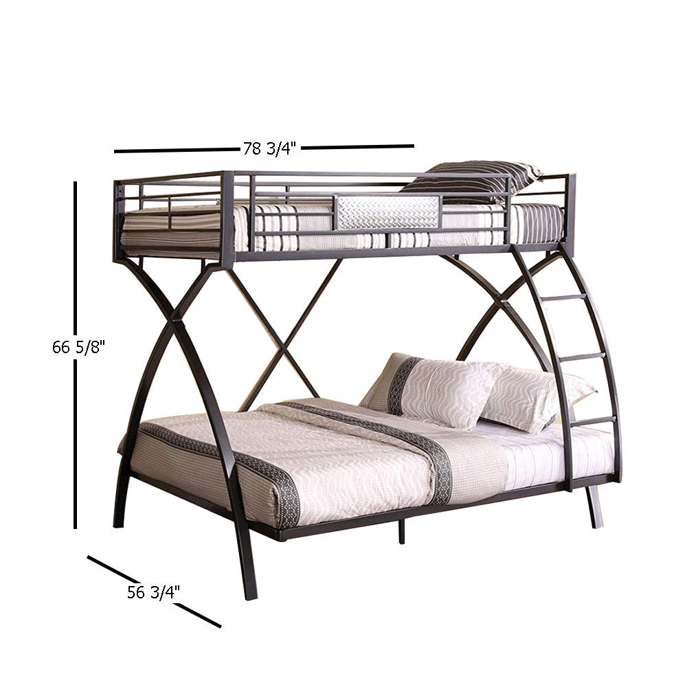 Apollo Twin/Full Bunk Bed in Gun Metal/Chrome finish