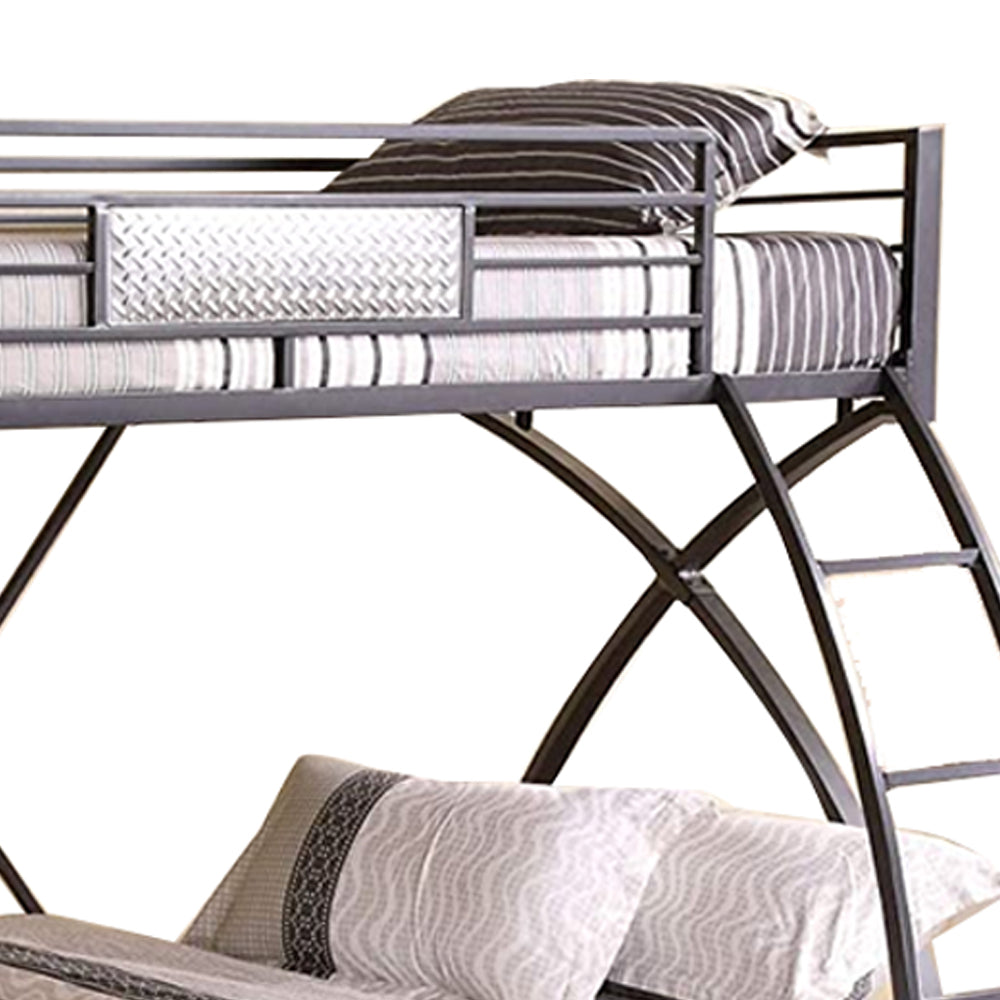Apollo Twin/Full Bunk Bed in Gun Metal/Chrome finish