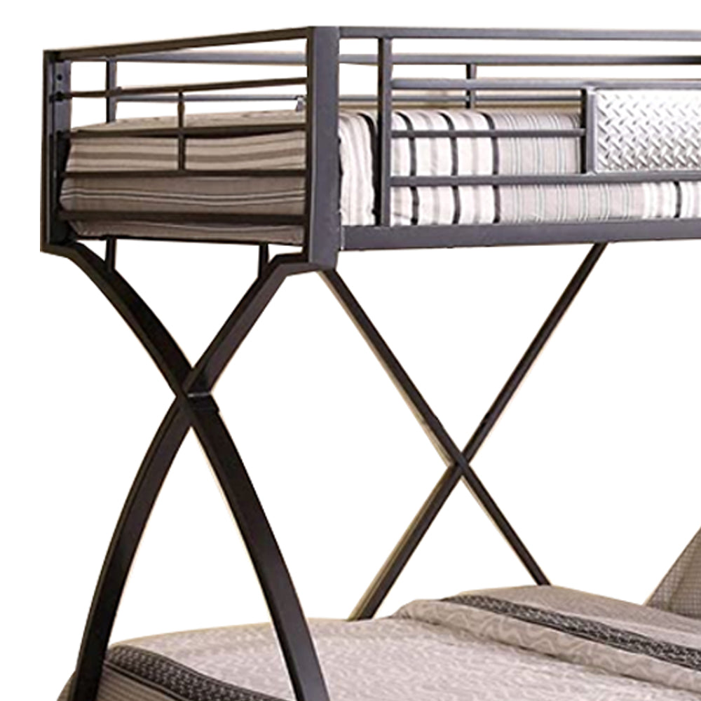Apollo Twin/Full Bunk Bed in Gun Metal/Chrome finish