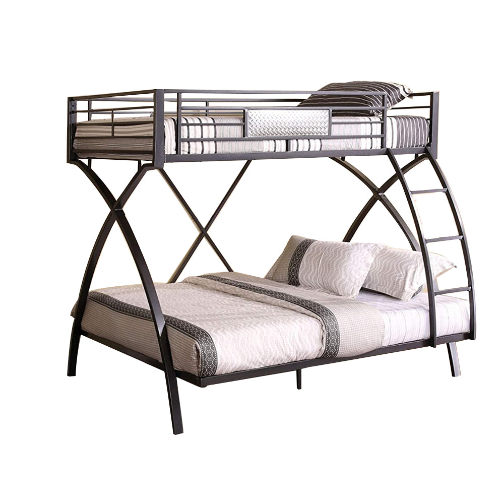 Apollo Twin/Full Bunk Bed in Gun Metal/Chrome finish