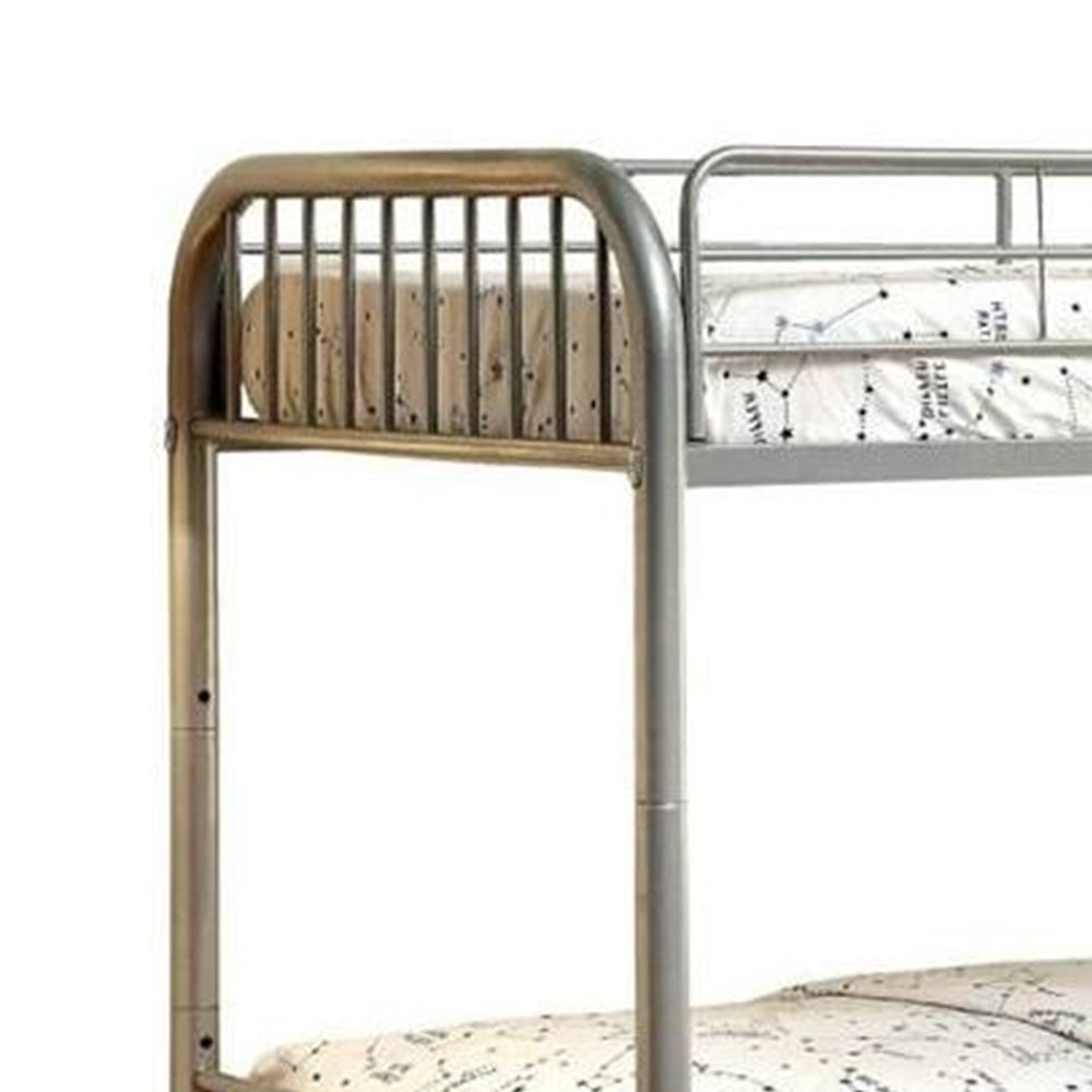 RAINBOW Metal Twin/Twin Bunk Bed in Silver finish