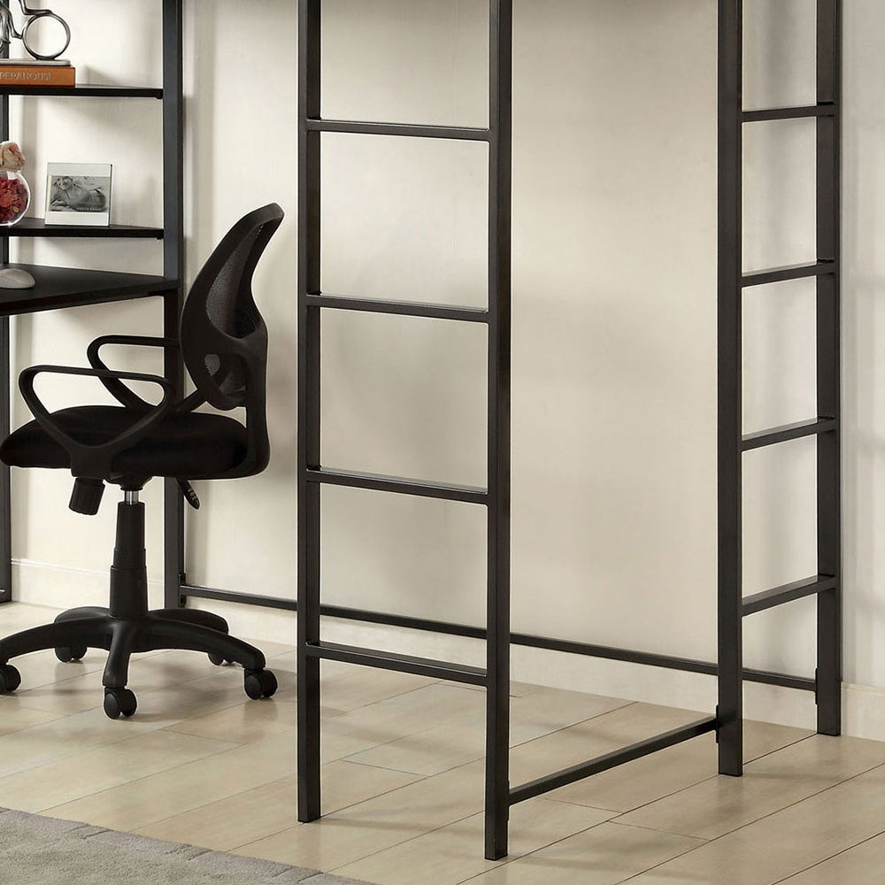 Sherman Twin Bed w/ Workstation in Silver/Gun Metal finish