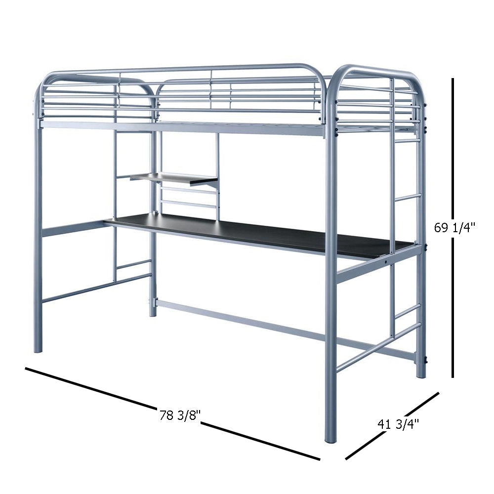 Opal III Twin Loft Bed in Silver finish