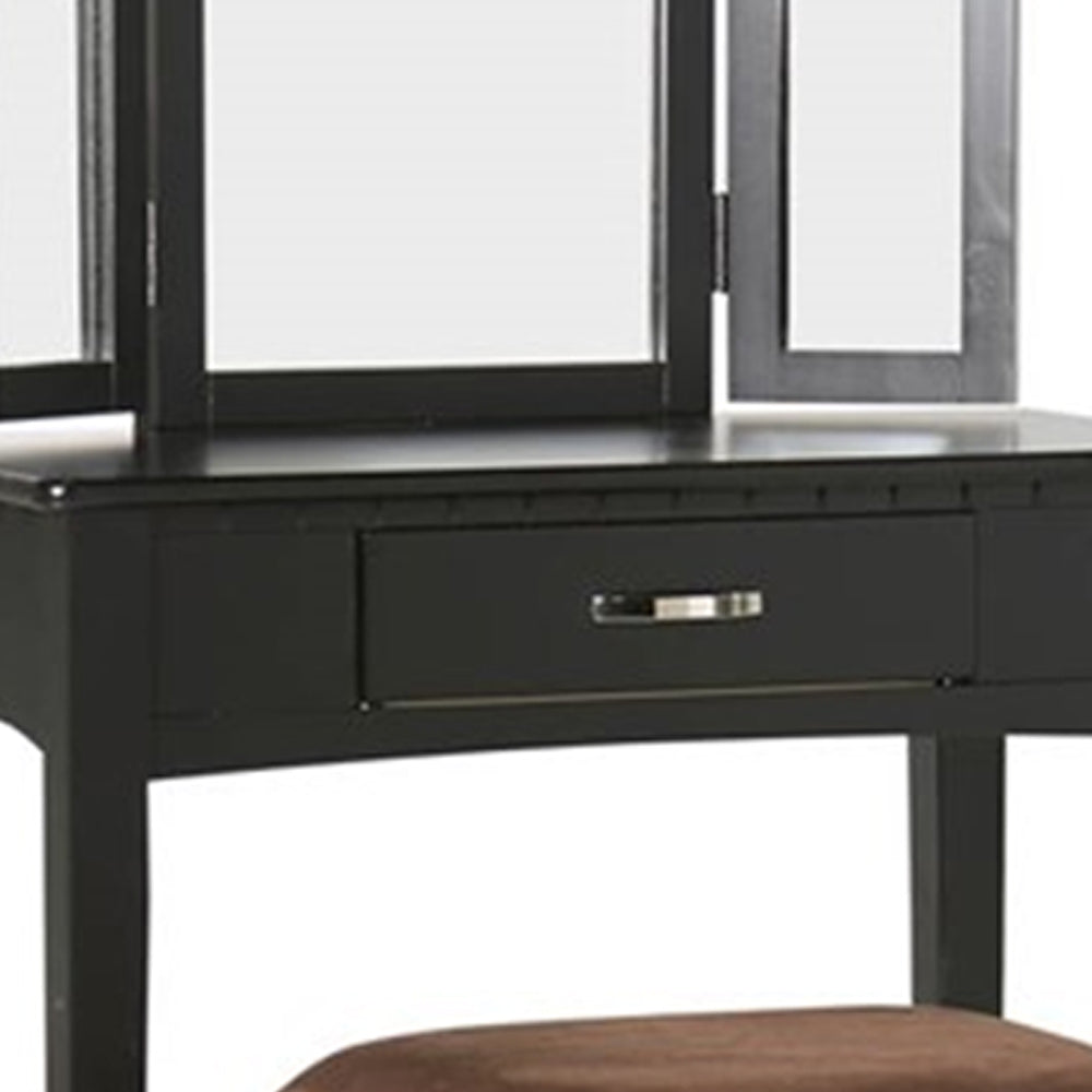 Potterville Vanity Table w/ Stool Black