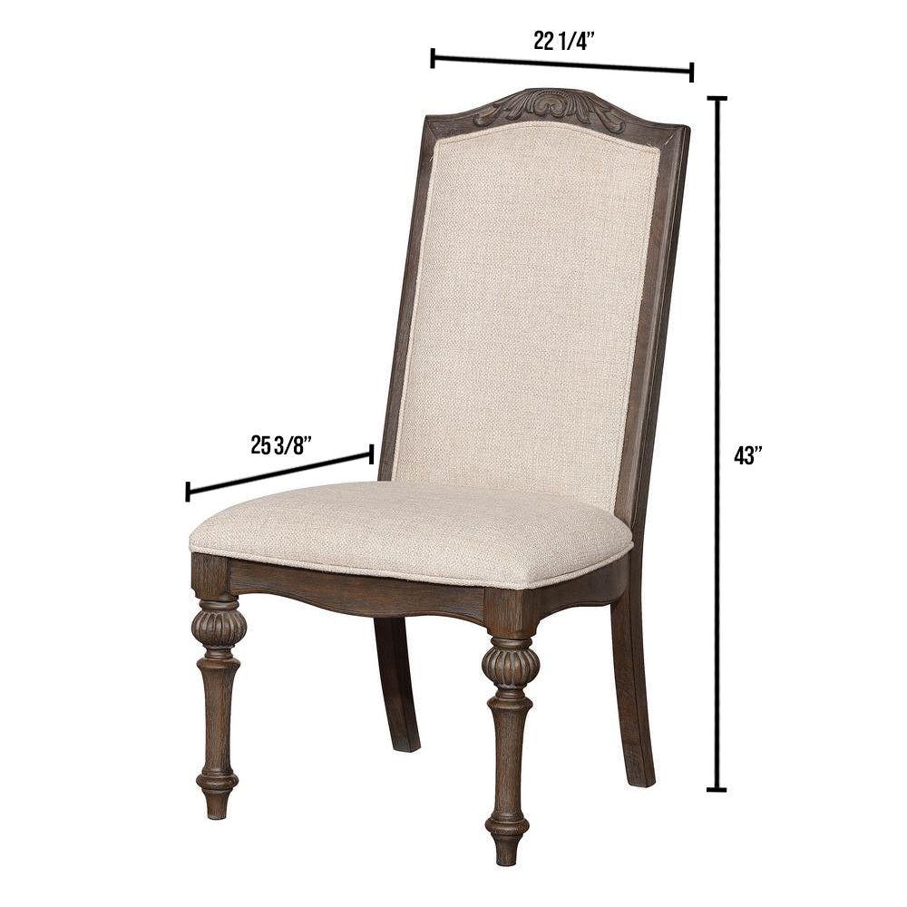 ARCADIA Side Chair (2/CTN) in Rustic Natural Tone/ Ivory finish