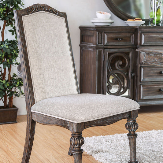 ARCADIA Side Chair (2/CTN) in Rustic Natural Tone/ Ivory finish