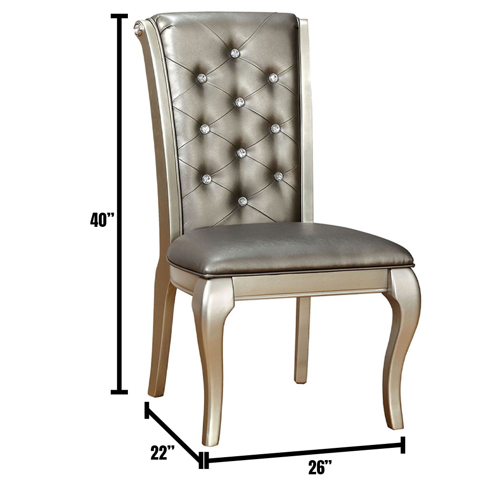 AMINA Side Chair (2/CTN) in Champagne finish