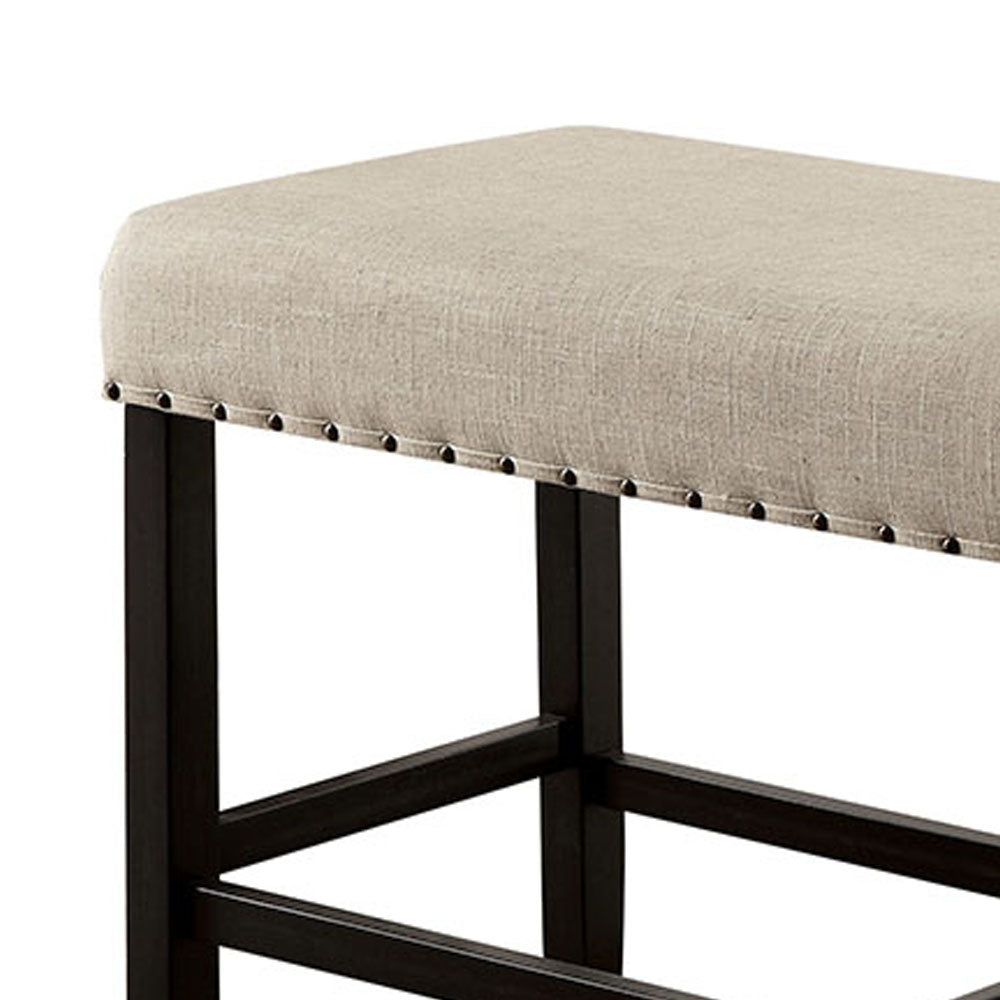 SANIA II Counter Height Bench in Antique Black/Beige finish