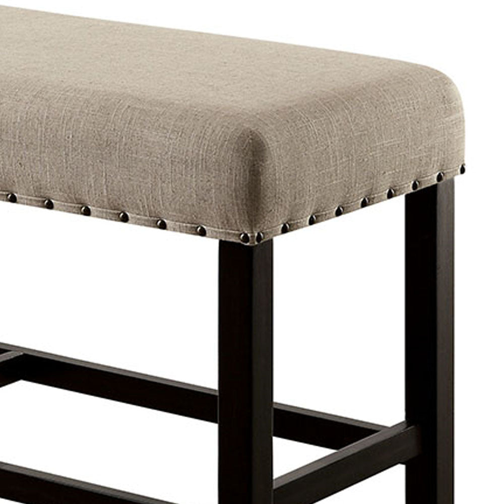 SANIA II Counter Height Bench in Antique Black/Beige finish