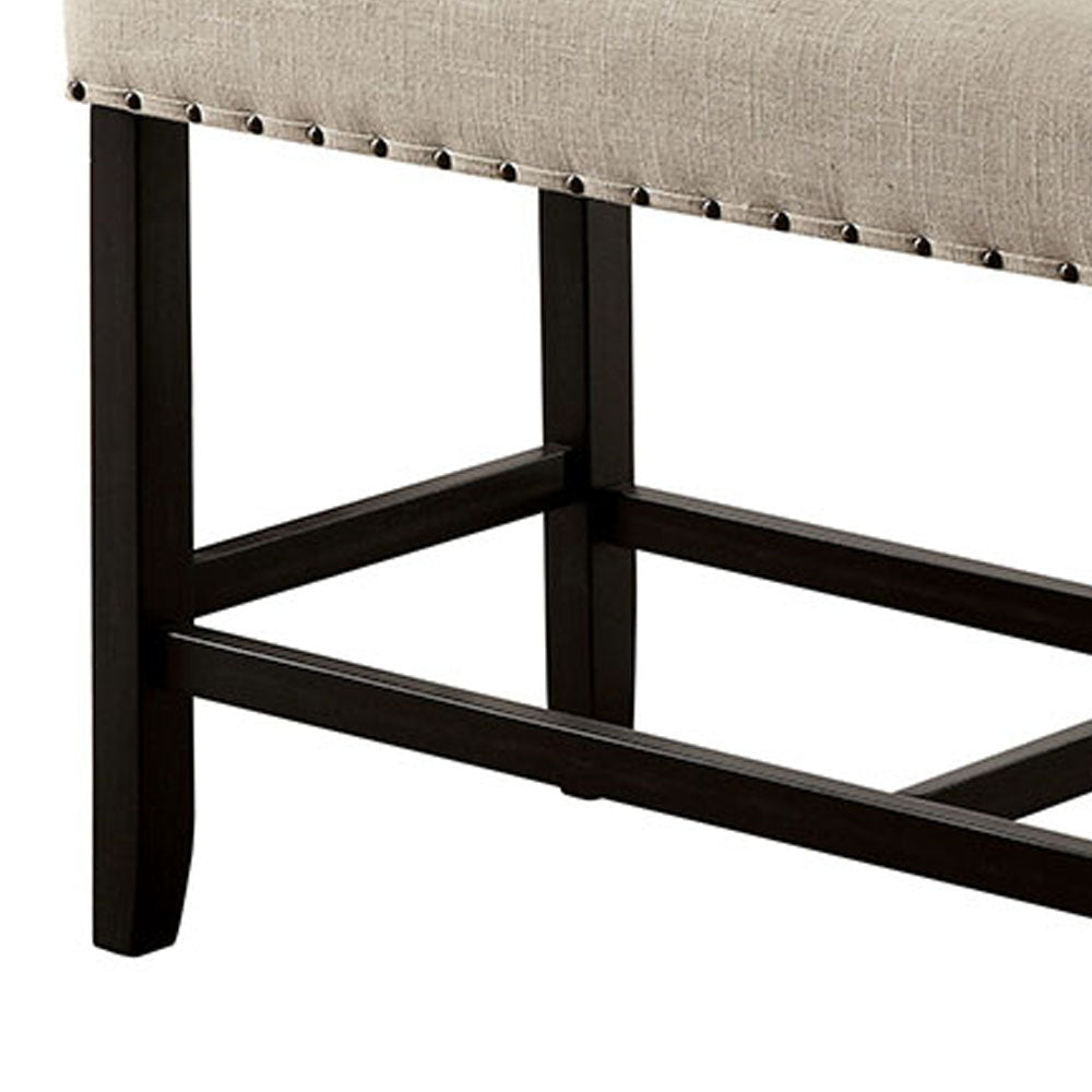 SANIA II Counter Height Bench in Antique Black/Beige finish