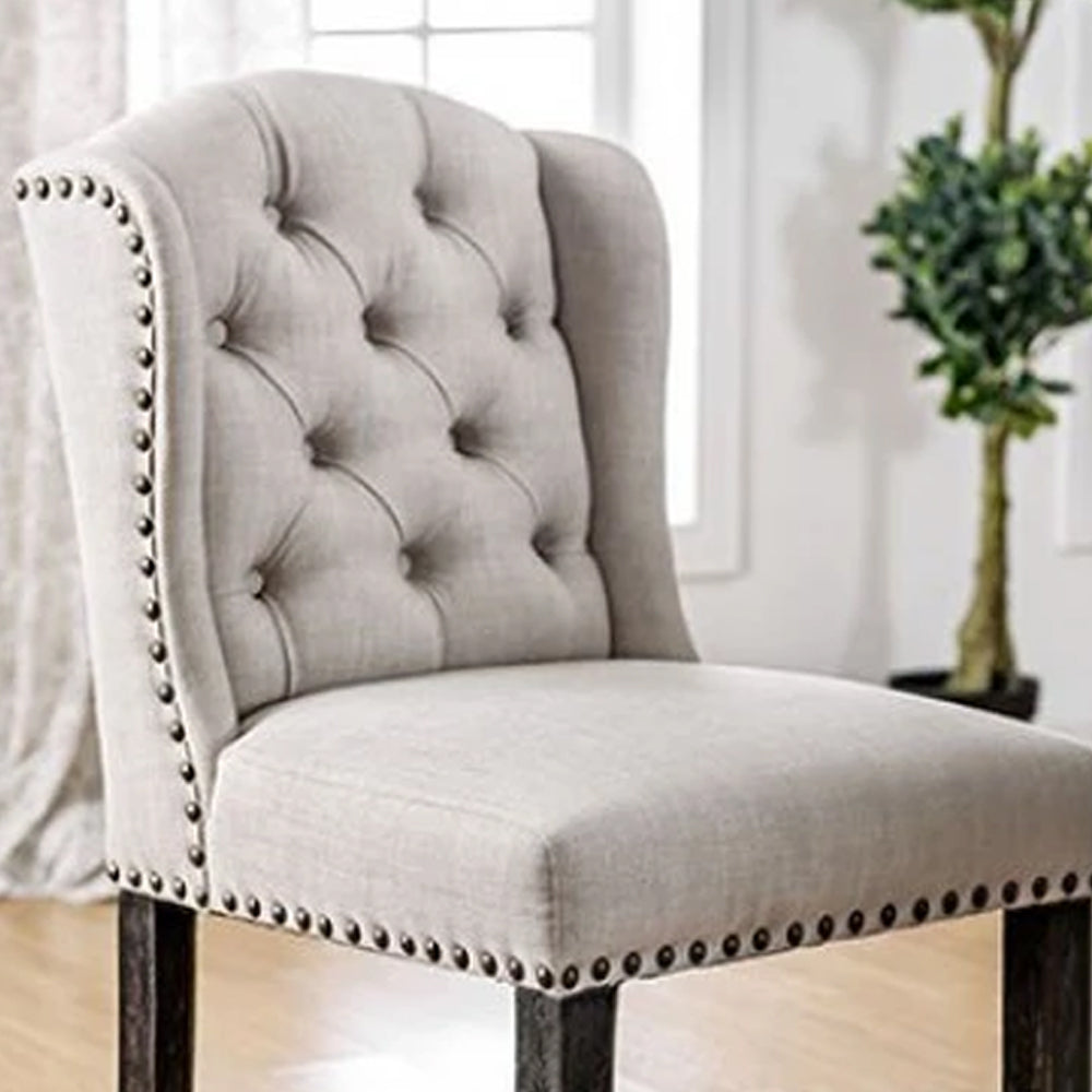 SANIA III Counter Height Wingback Chair (2/CTN) in Antique Black/Beige finish