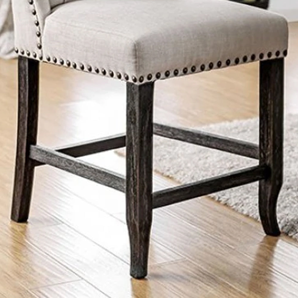 SANIA III Counter Height Wingback Chair (2/CTN) in Antique Black/Beige finish