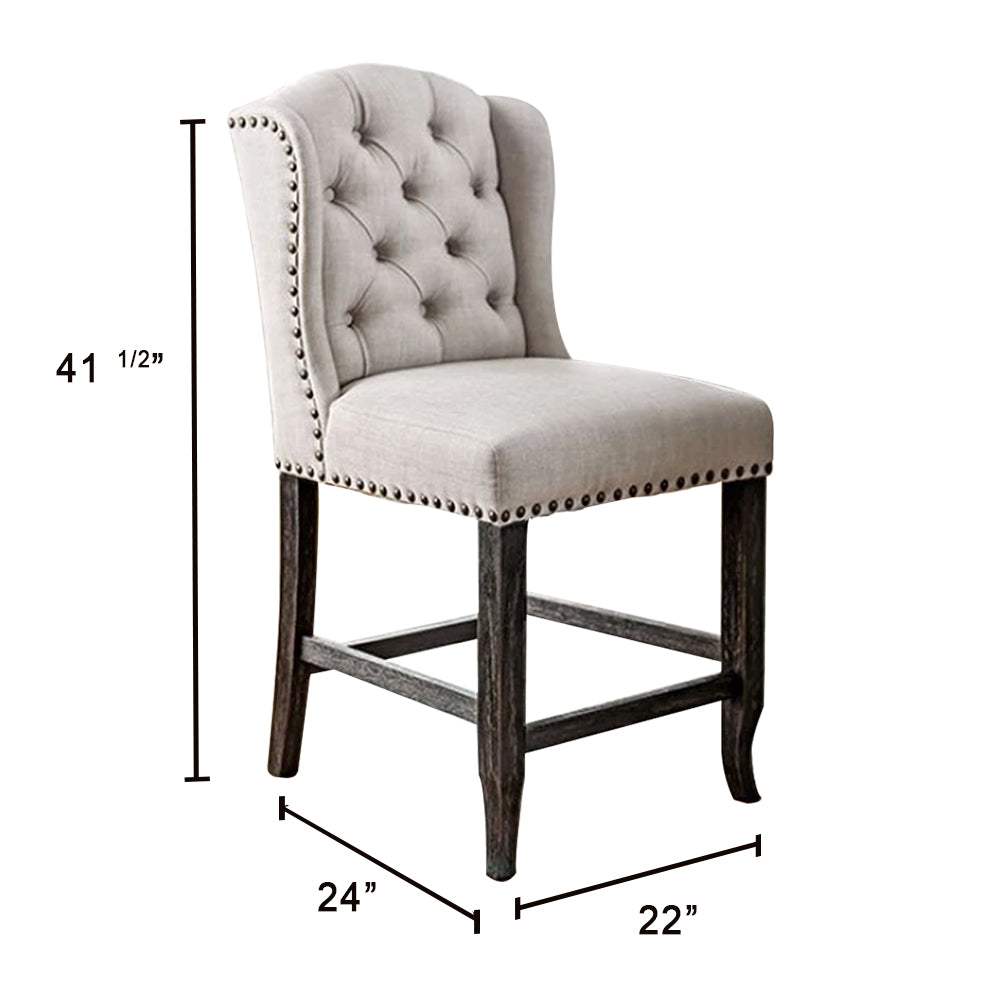 SANIA III Counter Height Wingback Chair (2/CTN) in Antique Black/Beige finish