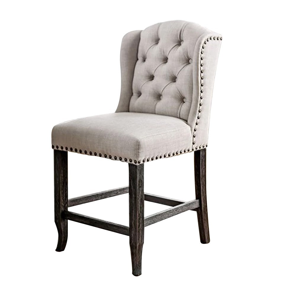 SANIA III Counter Height Wingback Chair (2/CTN) in Antique Black/Beige finish