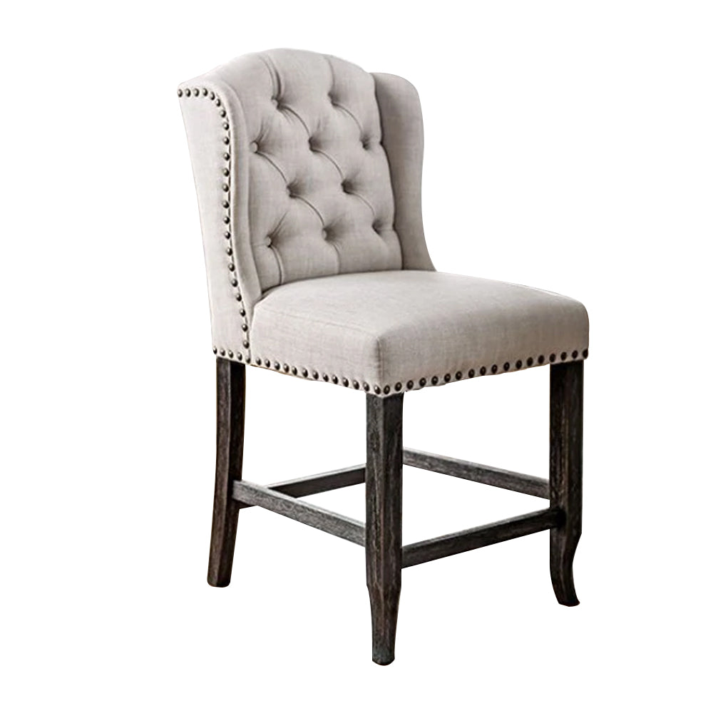 SANIA III Counter Height Wingback Chair (2/CTN) in Antique Black/Beige finish