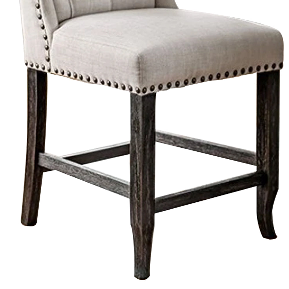 SANIA III Counter Height Wingback Chair (2/CTN) in Antique Black/Beige finish