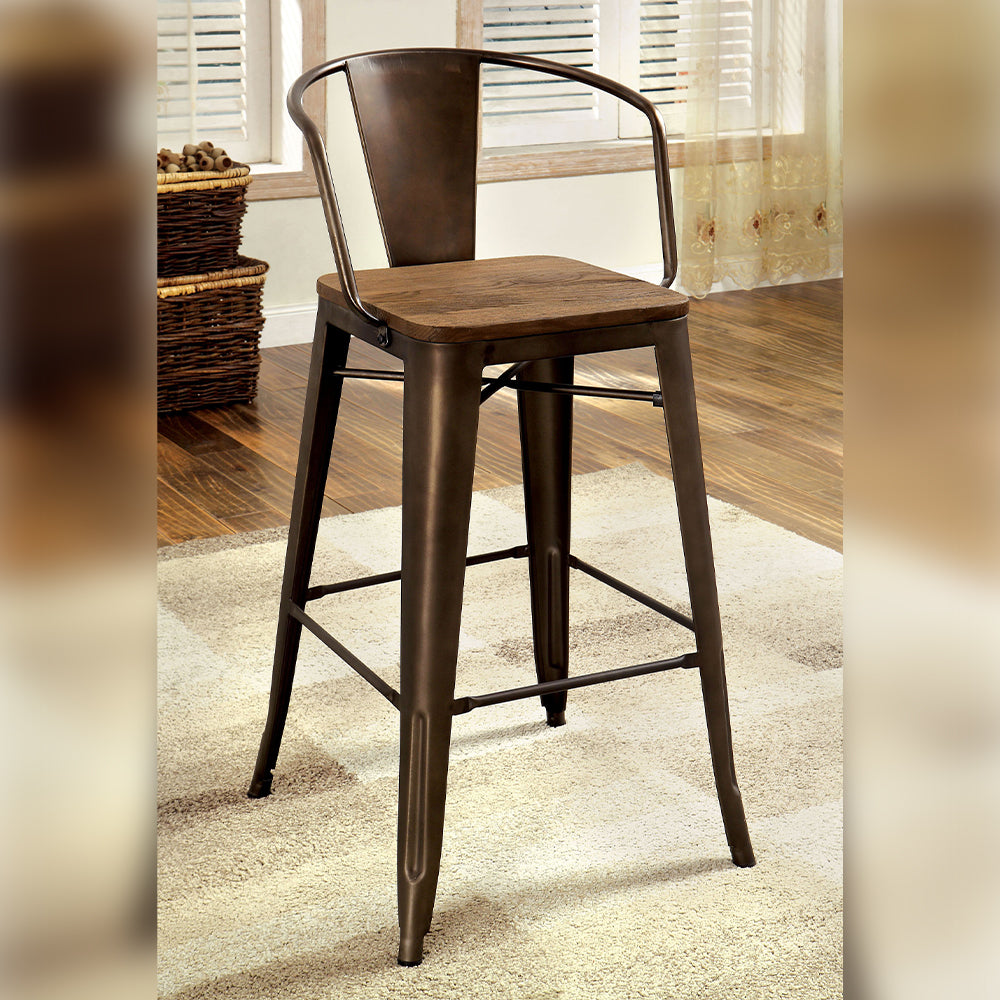 COOPER II Counter Ht. Chair (2/CTN) in Dark Bronze/Natural finish
