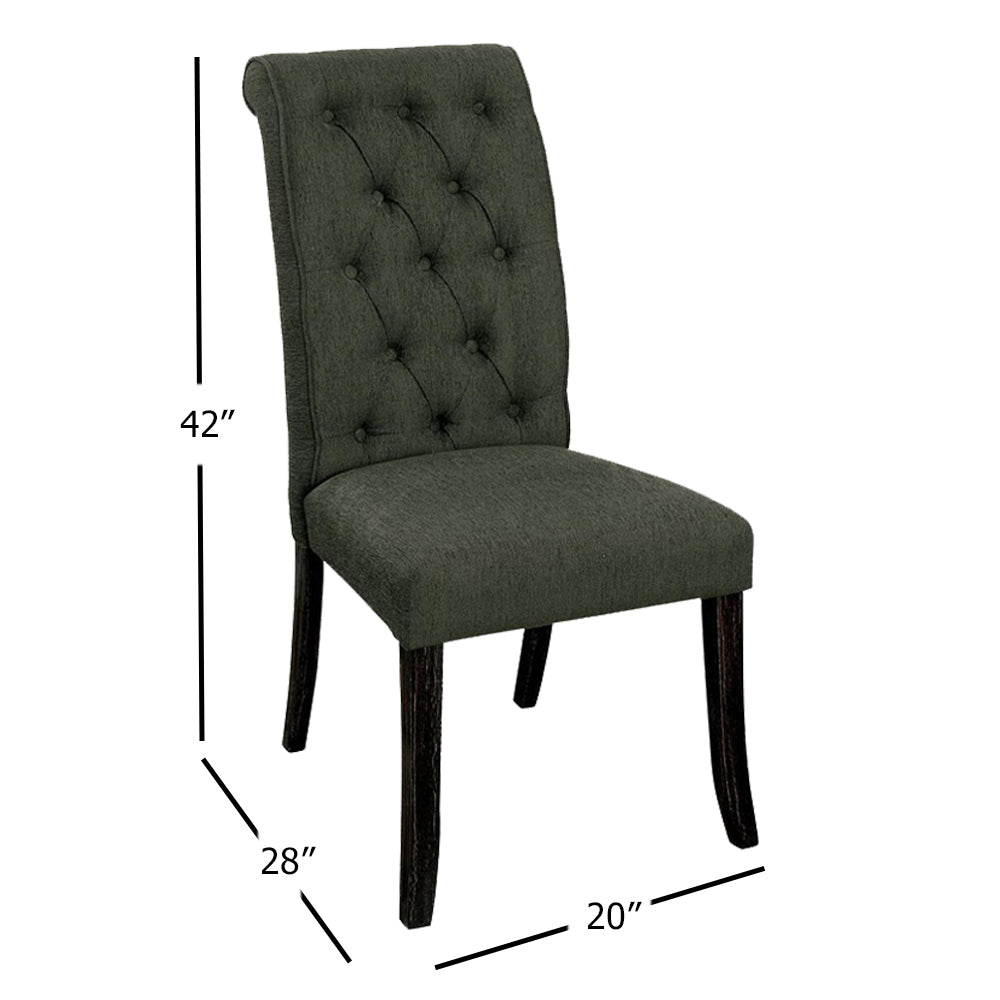 Sania III Side Chair (2/CTN) in Gray/Antique Black finish