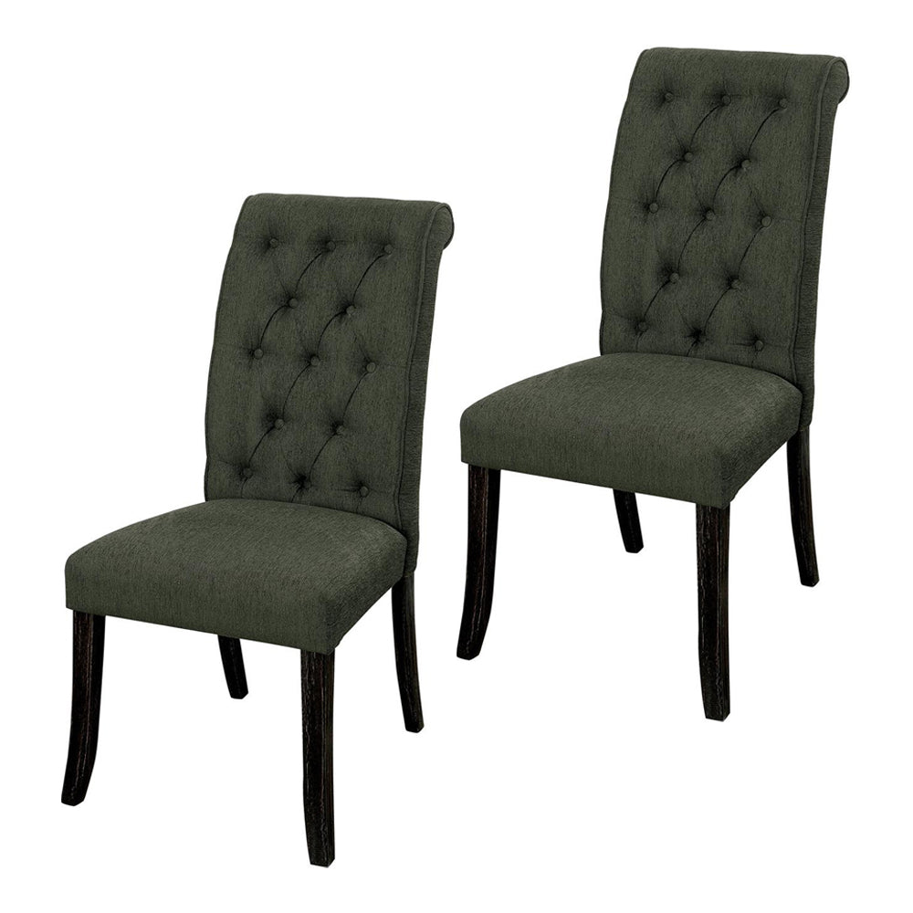 Sania III Side Chair (2/CTN) in Gray/Antique Black finish