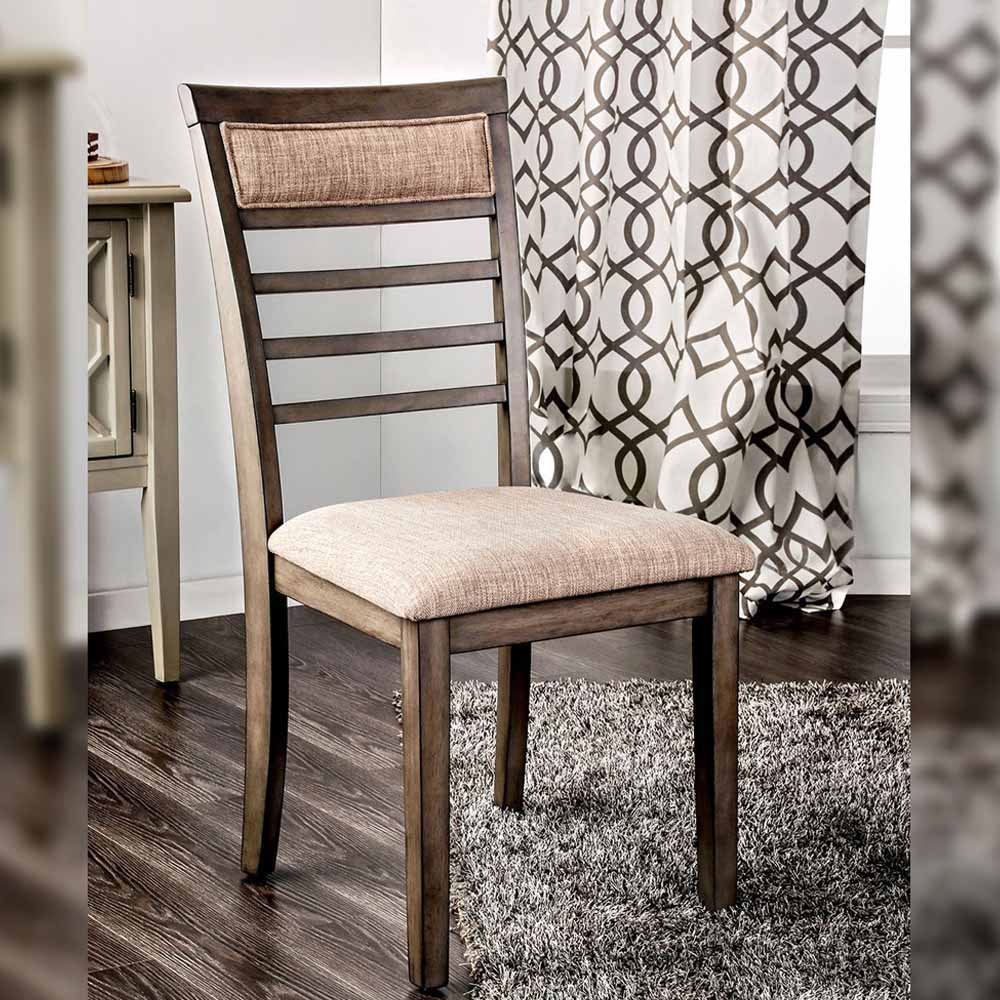 TAYLAH 7 Pc. Dining Table Set Weathered Gray/Beige