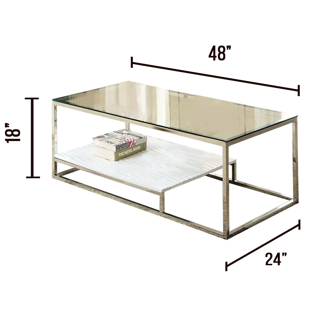 VENDI Coffee Table in White/Chrome finish
