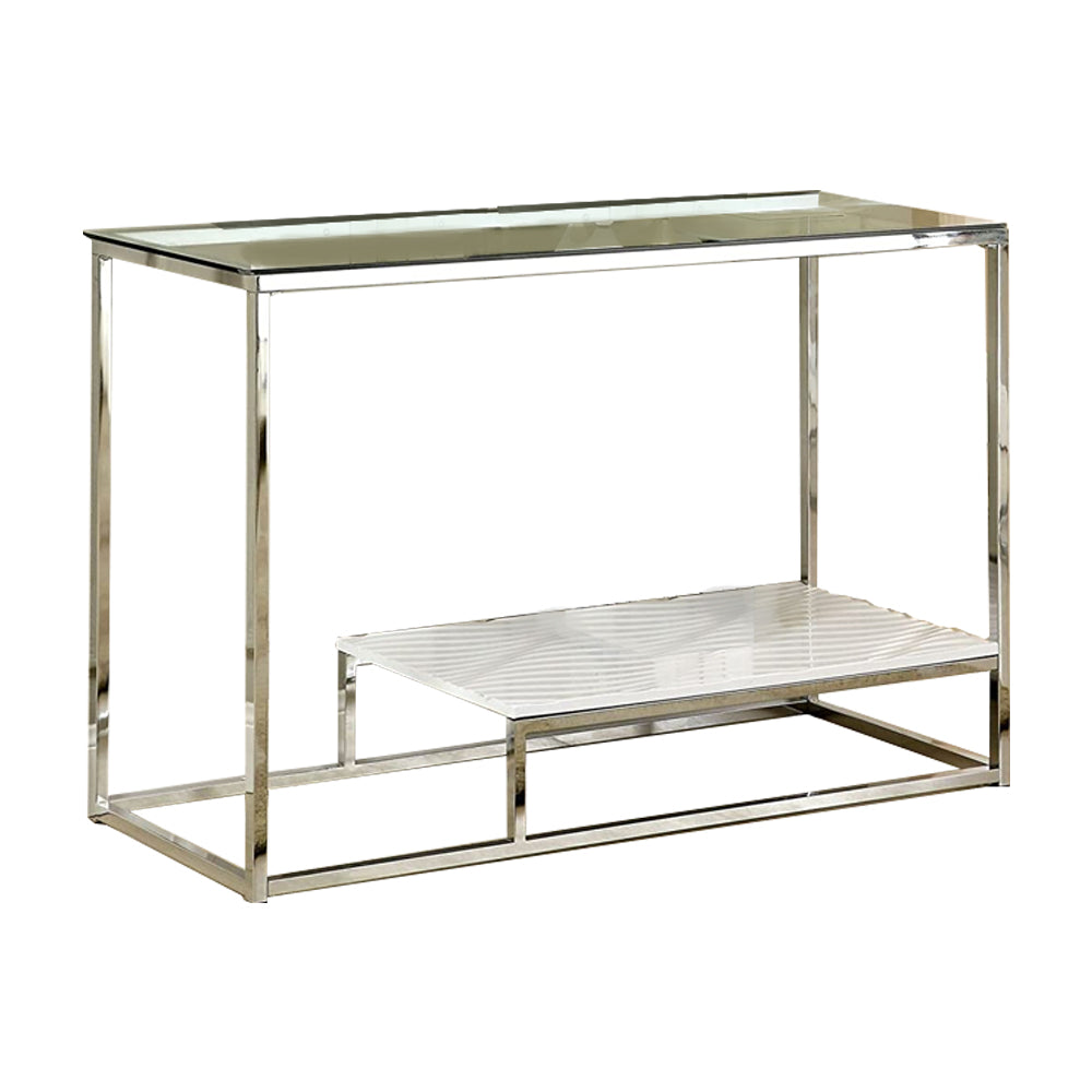 VENDI Sofa Table in White/Chrome finish