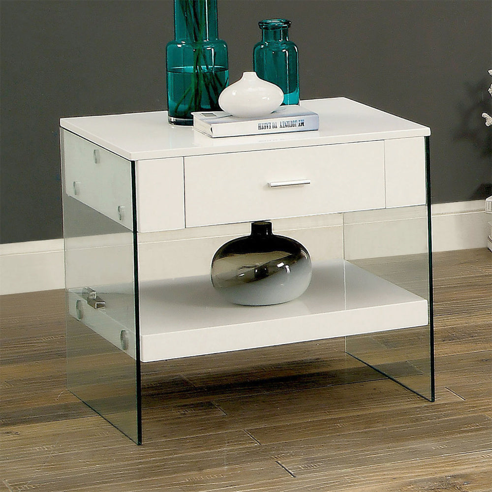 Raya End Table, White in White Finish