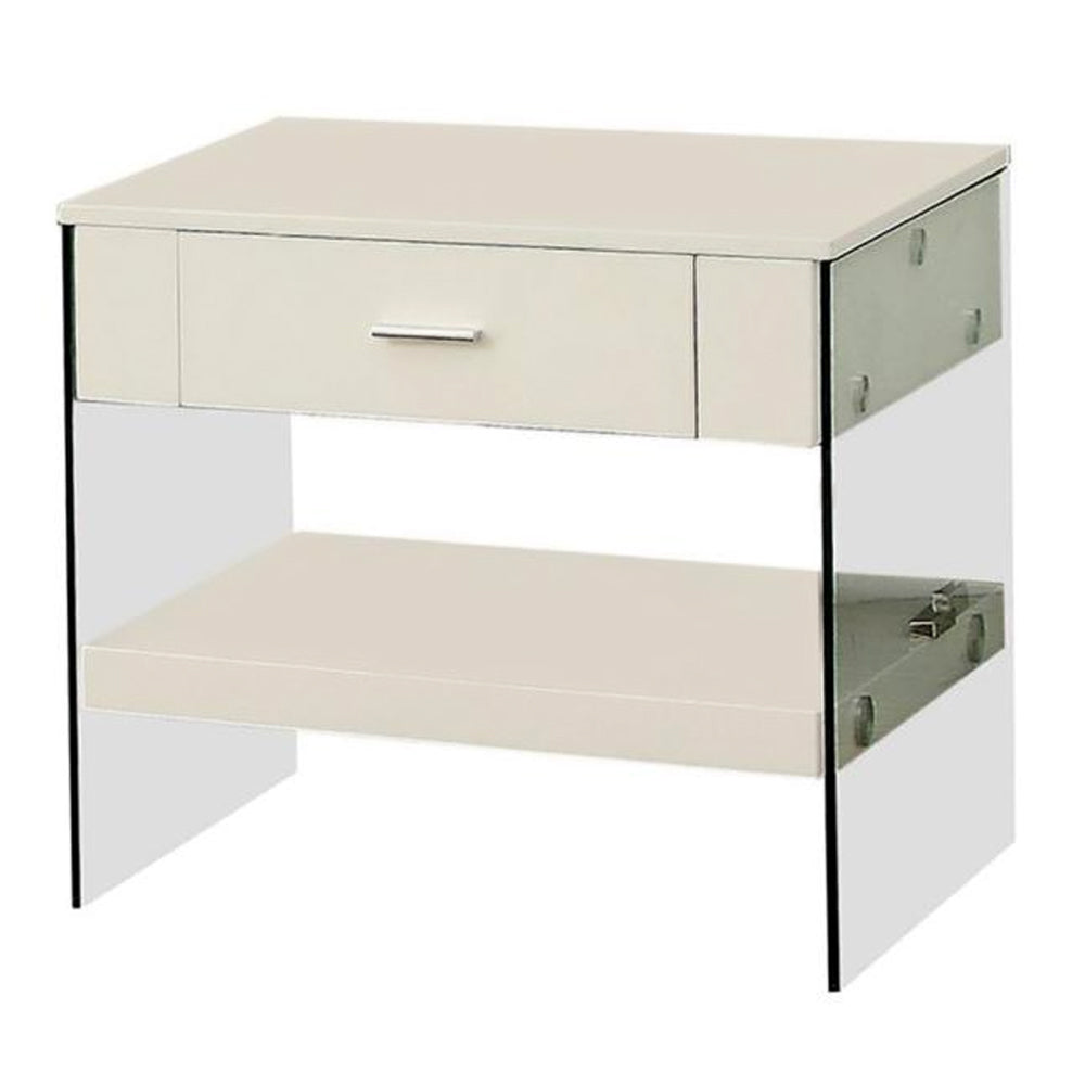 Raya End Table, White in White Finish