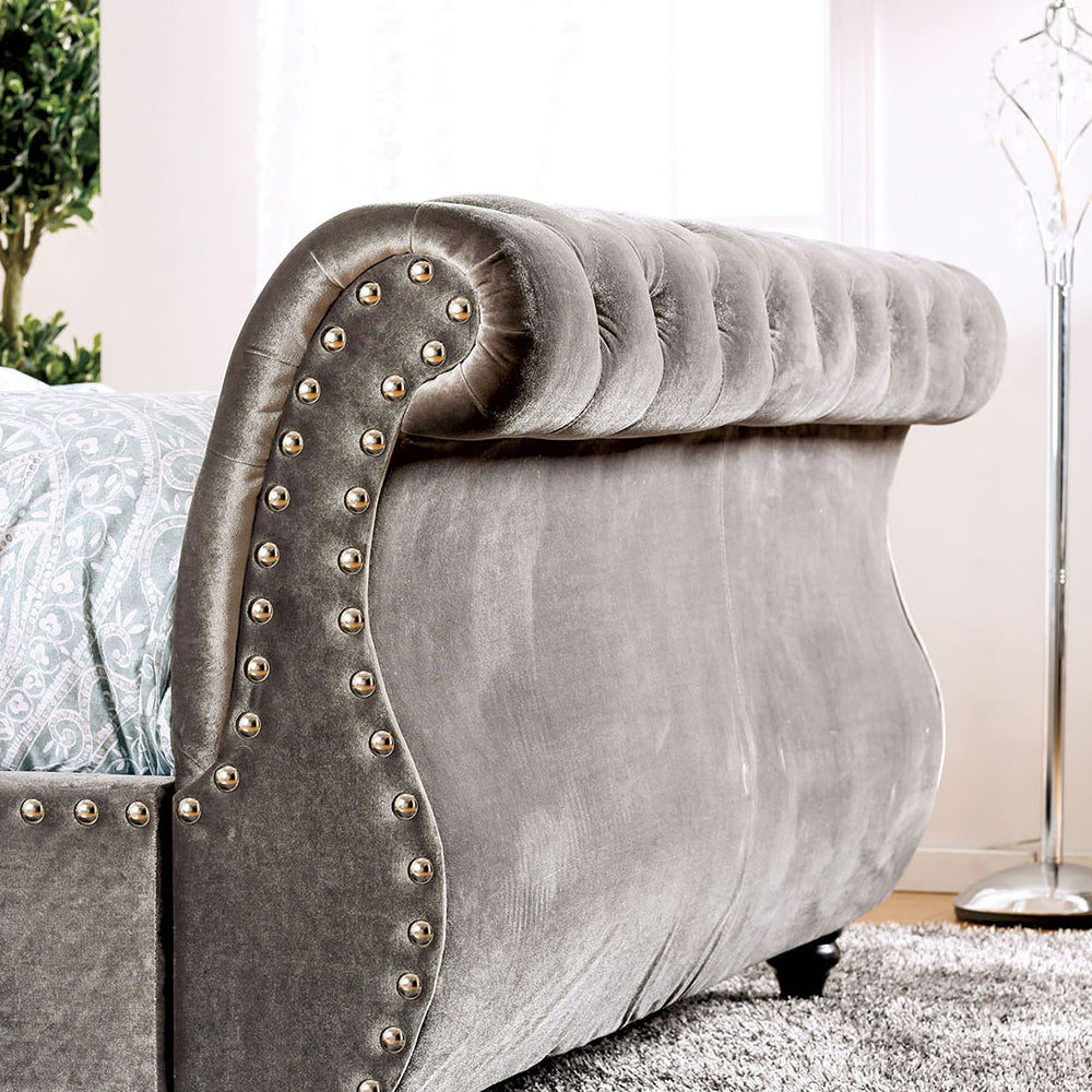 Noela Queen Bed in Gray Finish