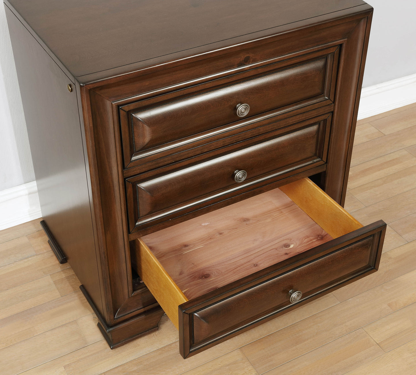 Brandt Night Stand in Brown Cherry Finish