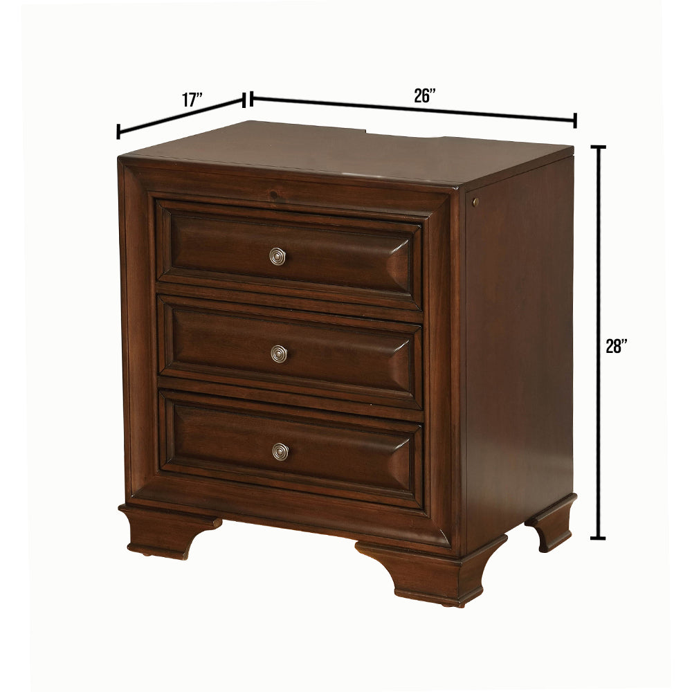 Brandt Night Stand in Brown Cherry Finish
