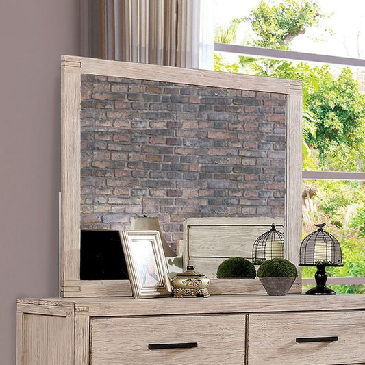 Strasburg Mirror in Wire-Brushed White Finish