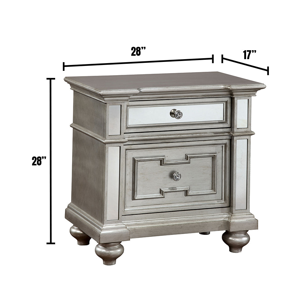Salamanca Night Stand in Silver Finish