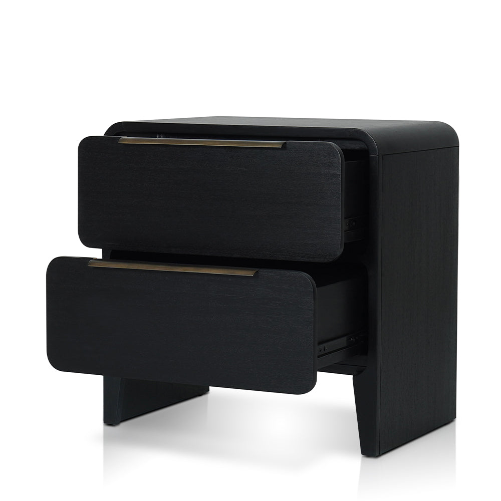 Ambrox Night stand with 2 drawers in Black & Antique Brass Finish
