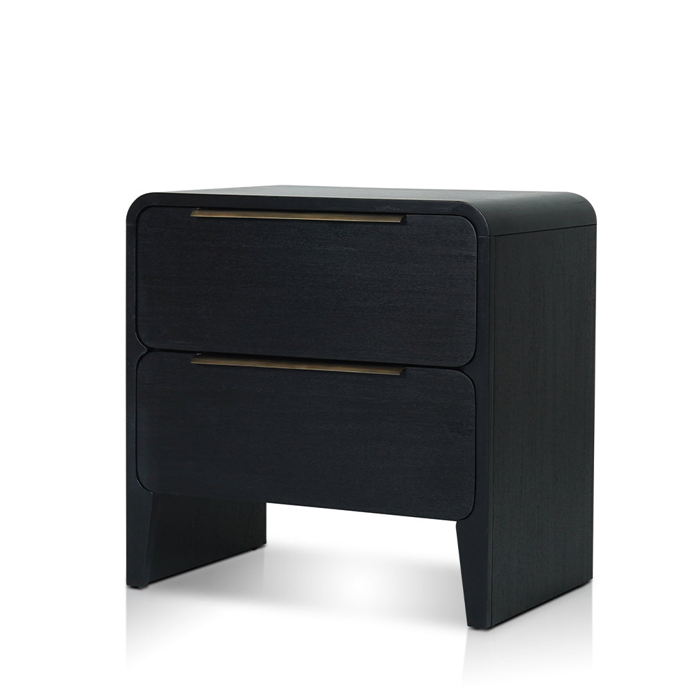 Ambrox Night stand with 2 drawers in Black & Antique Brass Finish
