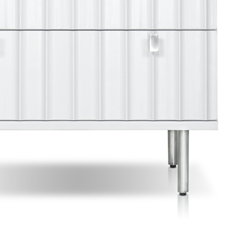 Moralla Night stand with 2 drawers in White & Chrome Finish