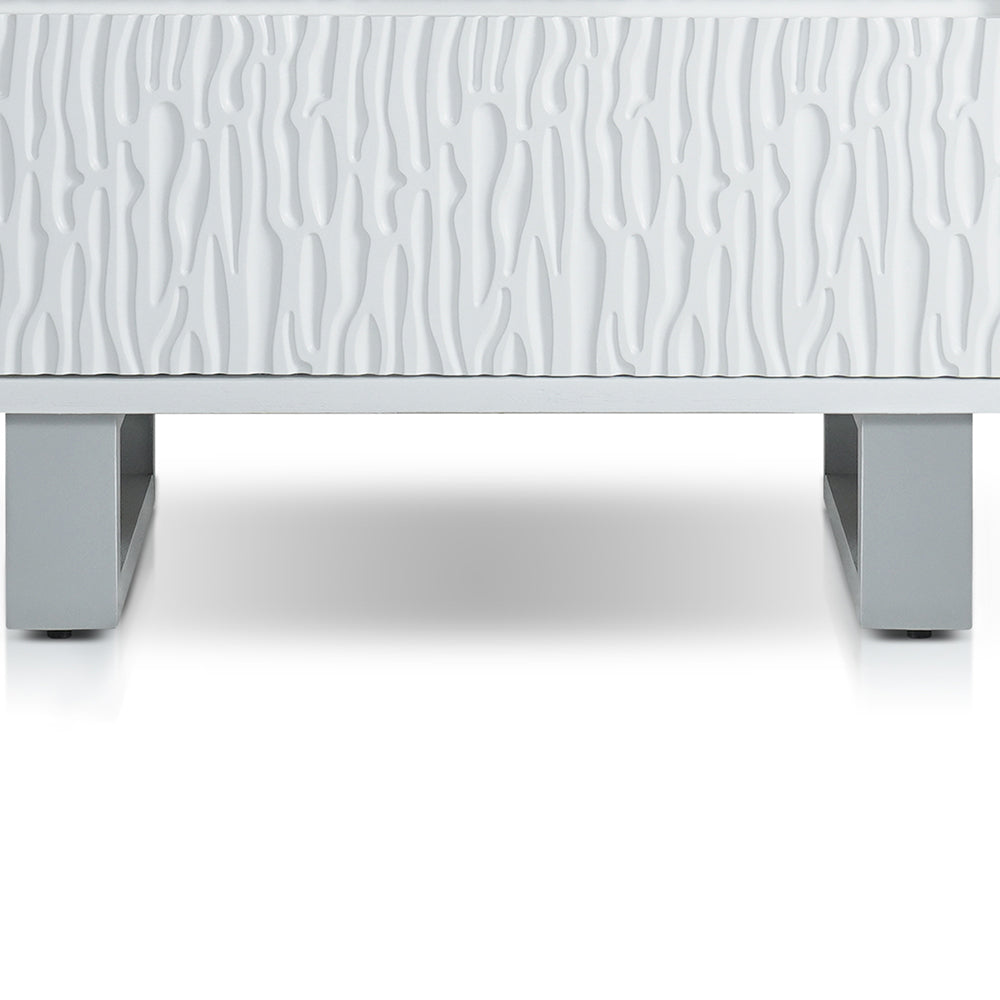 Tijano Night stand with 2 drawers in Rustic white & Silver Finish