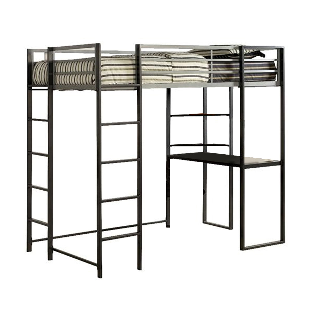 Sherman Full Bed w/ Workstation in Silver/Gun Metal finish