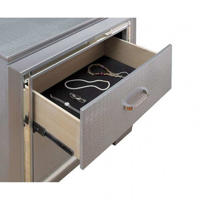 BELLANOVA Night Stand in Silver Finish